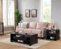 Accent Table, Sofa Side Table With Drawer And 2 Tier Shelves Black Black Particle Board