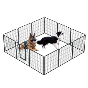 Dog Pens Outdoor 32" Height Foldable 12 Panels Heavy Duty Metal Portable Dog Playpen Indoor Anti Rust Exercise Dog Fence With Doors For Large Medium Small Pets Play Pen For Rv Camping Yard Black