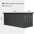 100 Gallon Outdoor Storage Deck Box Waterproof, Large dark gray-steel