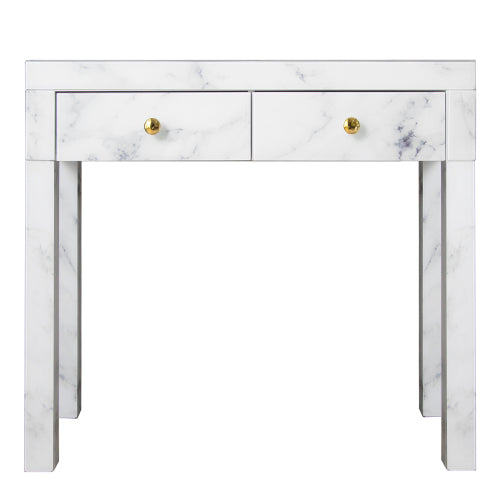 Tempered Glass Marble Texture Dressing Table White Glass