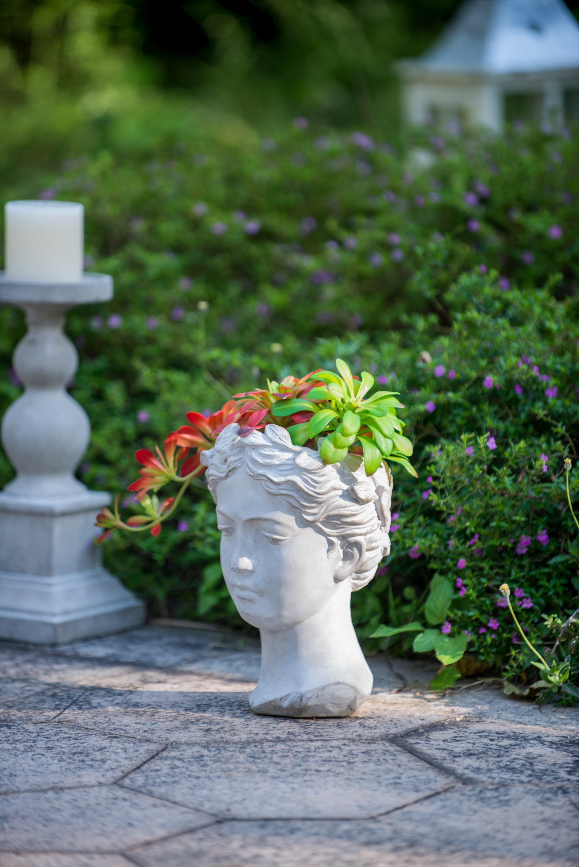 head pot planter Greek Style Cement Head Planter Indoor Outdoor Home Garden Decor, D7"