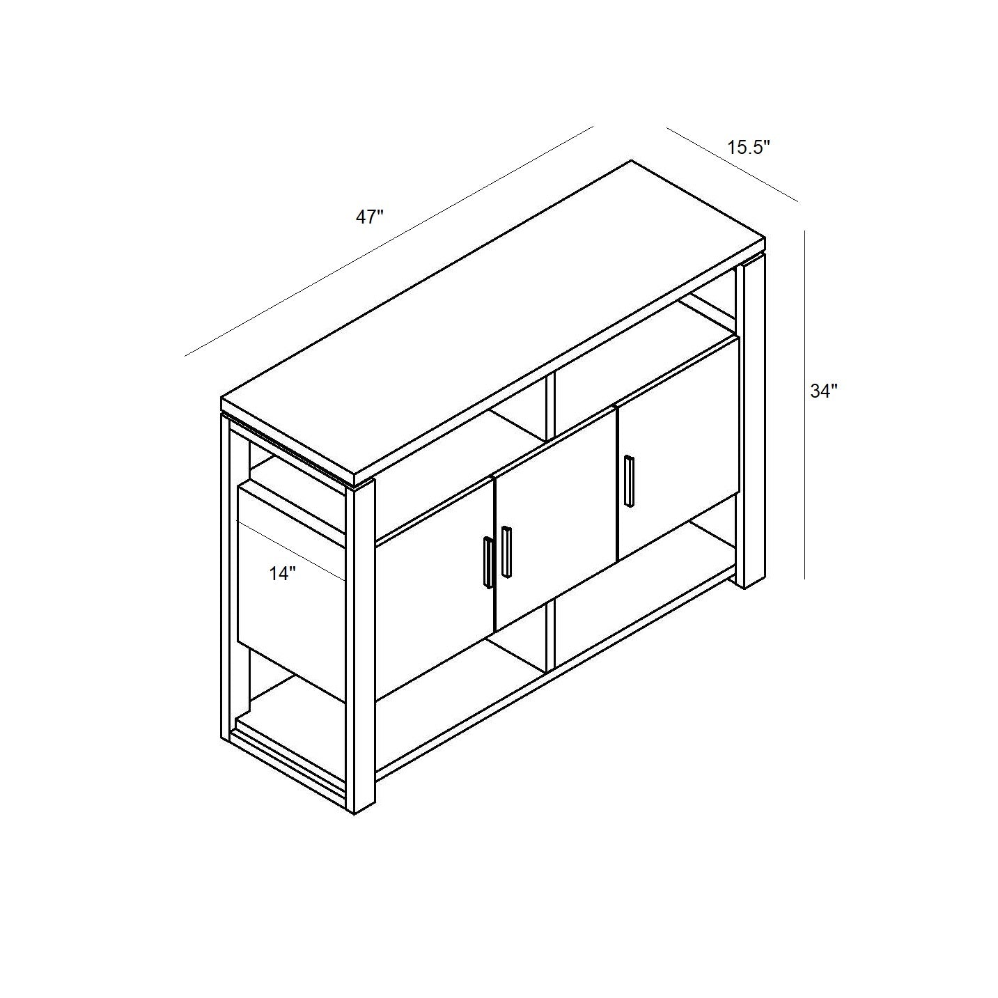 Buffet Kitchen Cabinet, Display Cabinet With Multi Shelving, Distressed Grey Grey 39 Inches Or Less Particle Board