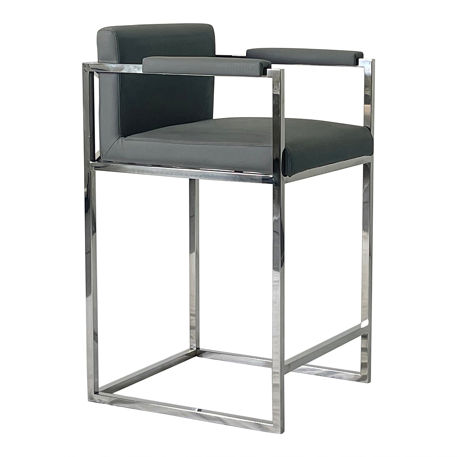 Silver and Gray Dining Chair Bar Stool for Kitchen