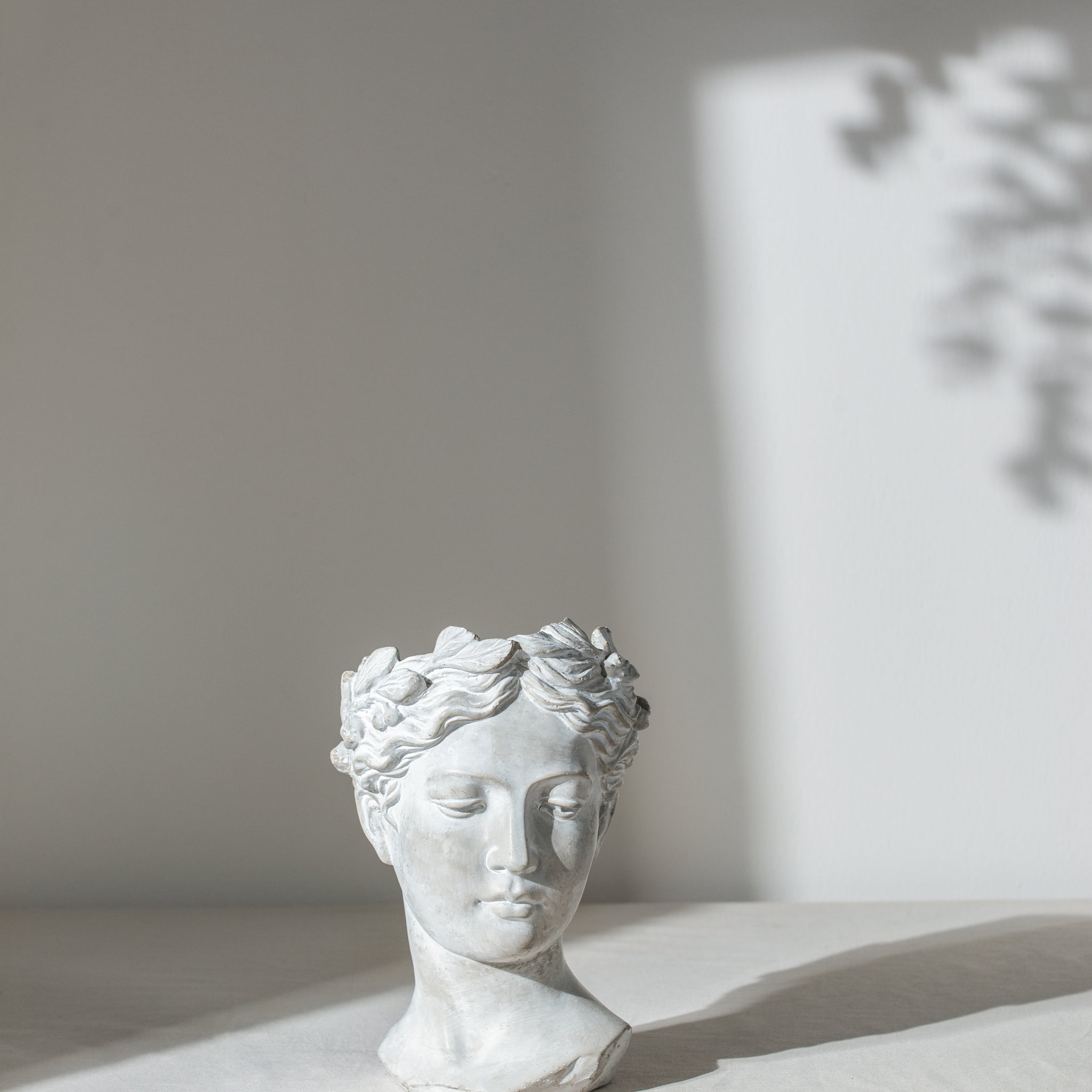 greek bust planter pot Greek Style Cement Head Planter Indoor Outdoor Home Garden Decor, D7"