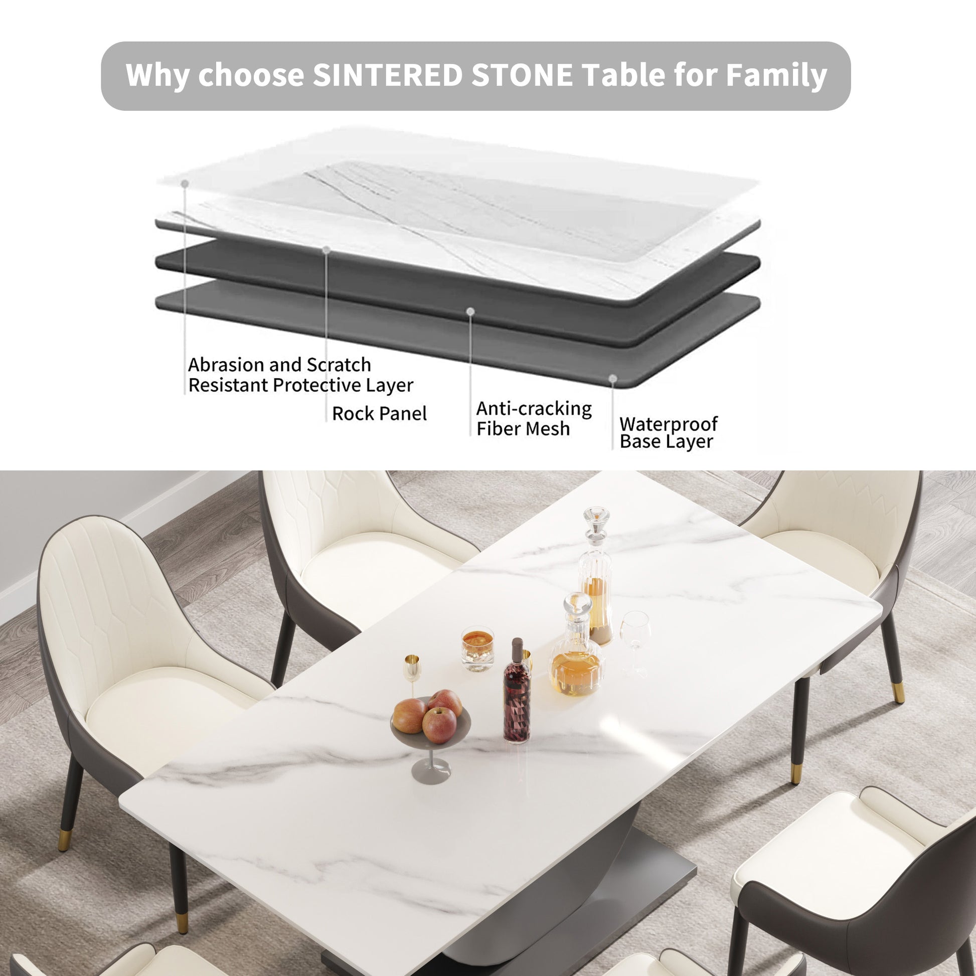 70.87" Modern Artificial Stone White Crescent Shaped Black Metal Legs Can Accommodate 6 8 People. White Metal Sintered Stone