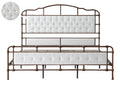King Size High Boad Metal Bed With Soft Head And Tail, No Spring, Easy To Assemble, No Noise Box Spring Not Required King White Metal Bedroom Bed Frame Foam Velvet Metal