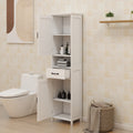 Double Door Narrow Height Slim Floor Standing Cabinet White Mdf