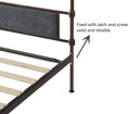 Queen Size High Boad Metal Bed With Soft Head And Tail, No Spring, Easy To Assemble, No Noise Box Spring Not Required Queen Dark Gray Metal Bedroom Bed Frame Foam Velvet Metal