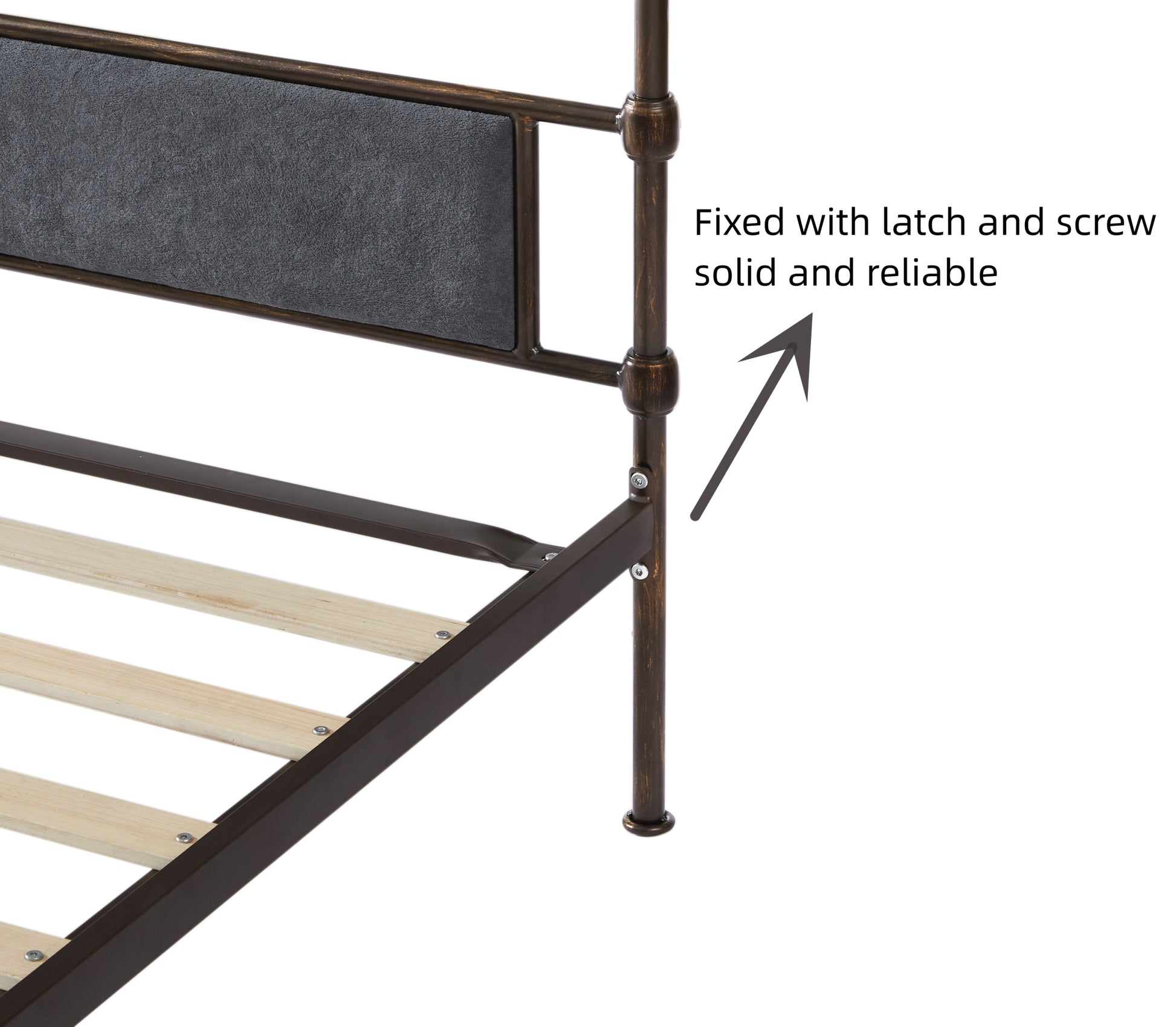 Queen Size High Boad Metal Bed With Soft Head And Tail, No Spring, Easy To Assemble, No Noise Box Spring Not Required Queen Dark Gray Metal Bedroom Bed Frame Foam Velvet Metal