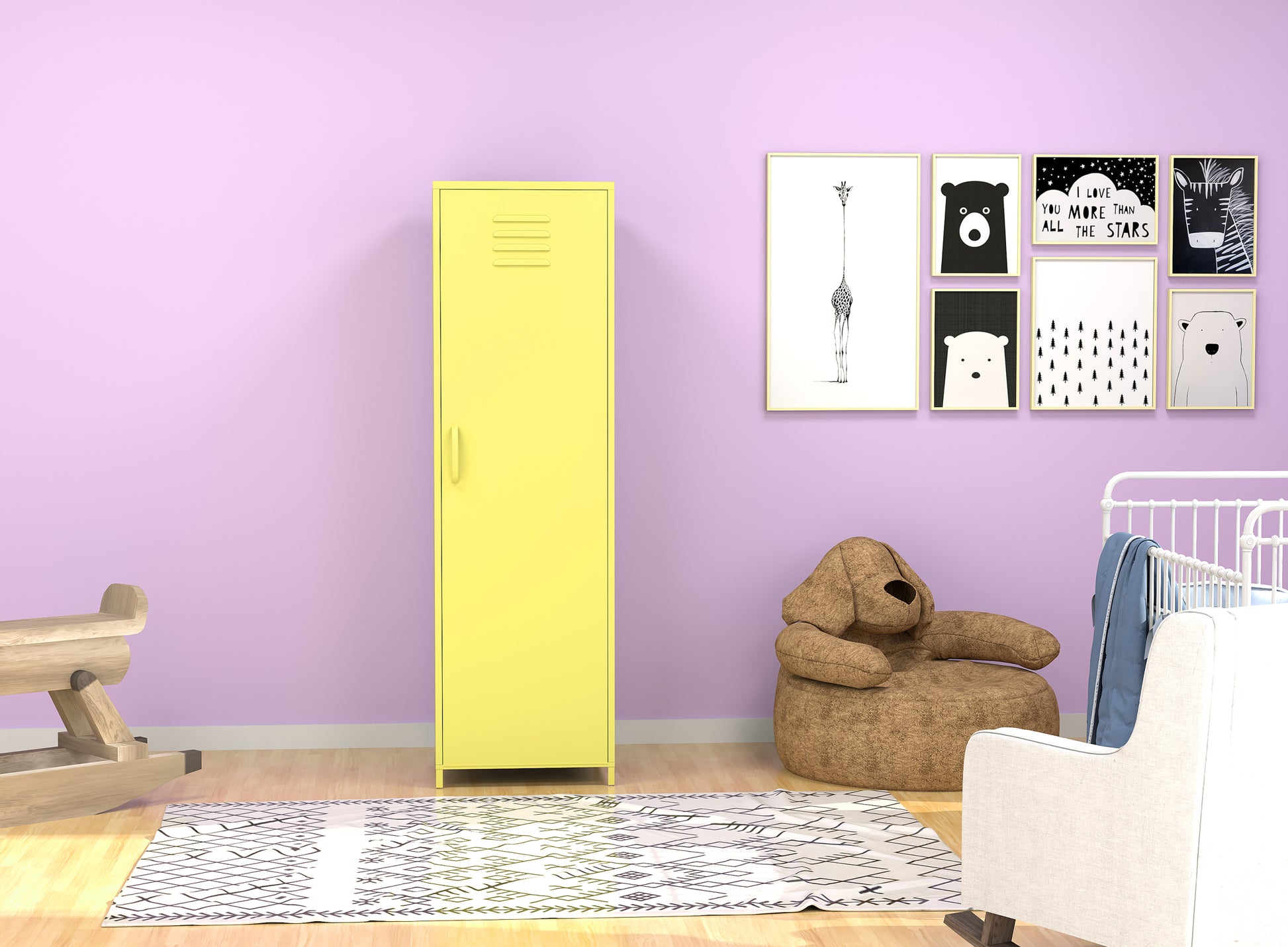 One Door Yellow Steel Storage Cabinet Yellow Metal