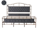 King Size High Boad Metal Bed With Soft Head And Tail, No Spring, Easy To Assemble, No Noise Box Spring Not Required King Dark Gray Metal Bedroom Bed Frame Foam Velvet Metal