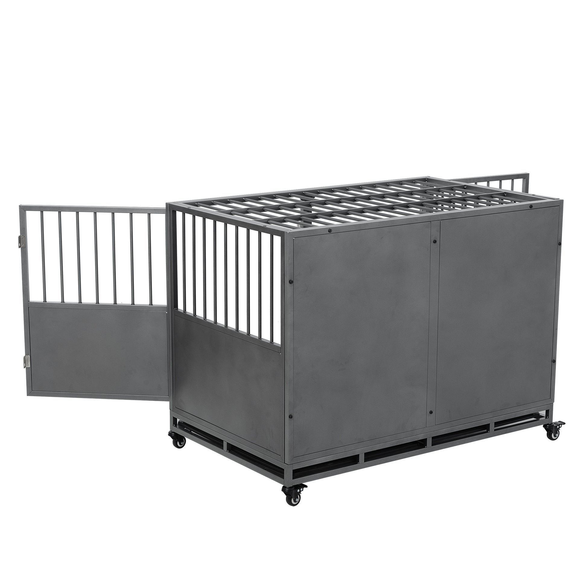 48Inch Heavy Duty Dog Crate Silver Grey American Traditional Extra Large 71 90 Lbs Carbon Steel