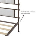 King Size High Boad Metal Bed With Soft Head And Tail, No Spring, Easy To Assemble, No Noise Box Spring Not Required King White Metal Bedroom Bed Frame Foam Velvet Metal