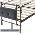 Queen Size High Boad Metal Bed With Soft Head And Tail, No Spring, Easy To Assemble, No Noise Box Spring Not Required Queen Dark Gray Metal Bedroom Bed Frame Foam Velvet Metal