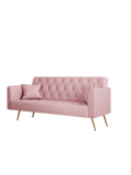 71 Inch Convertibleseat Sofa, American Retro Pink Velvet, Suitable For Small Living Room, Bedroom, Office Pink Velvet 2 Seat