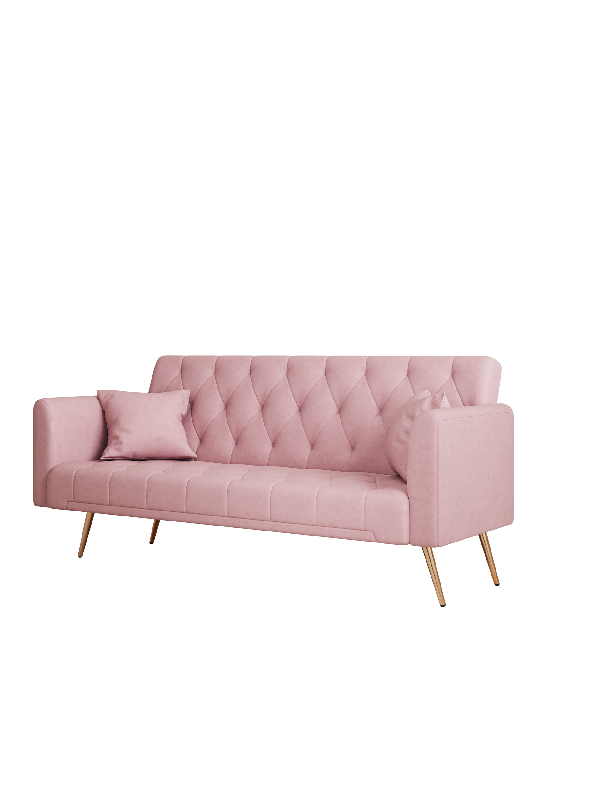 71 Inch Convertibleseat Sofa, American Retro Pink Velvet, Suitable For Small Living Room, Bedroom, Office Pink Velvet 2 Seat