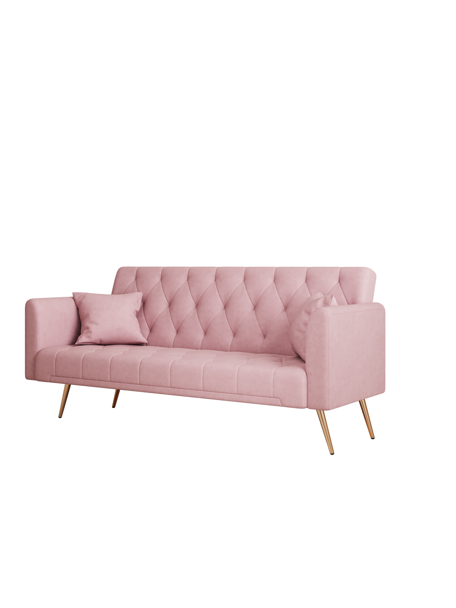71" Convertible Double Folding Living Room Sofa Bed pink-velvet