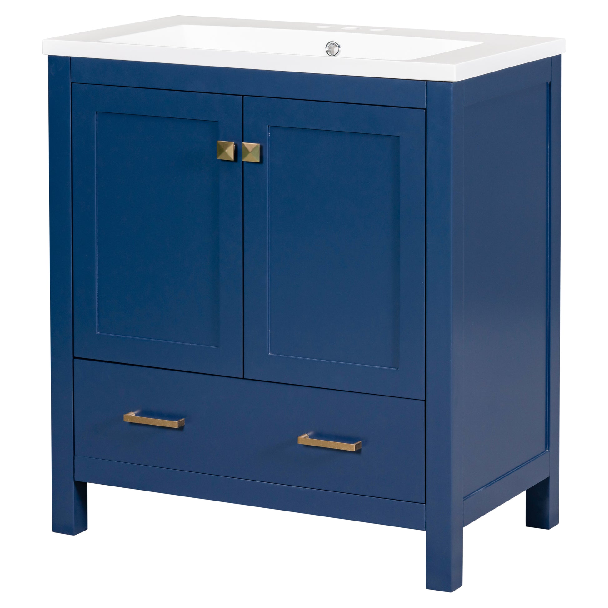 30" Blue Bathroom Vanity With Single Sink, Combo Cabinet Undermount Sink, Bathroom Storage Cabinet With 2 Doors And A Drawer, Soft Closing, Multifunctional Storage, Solid Wood Frame Blue Solid Wood Mdf Resin