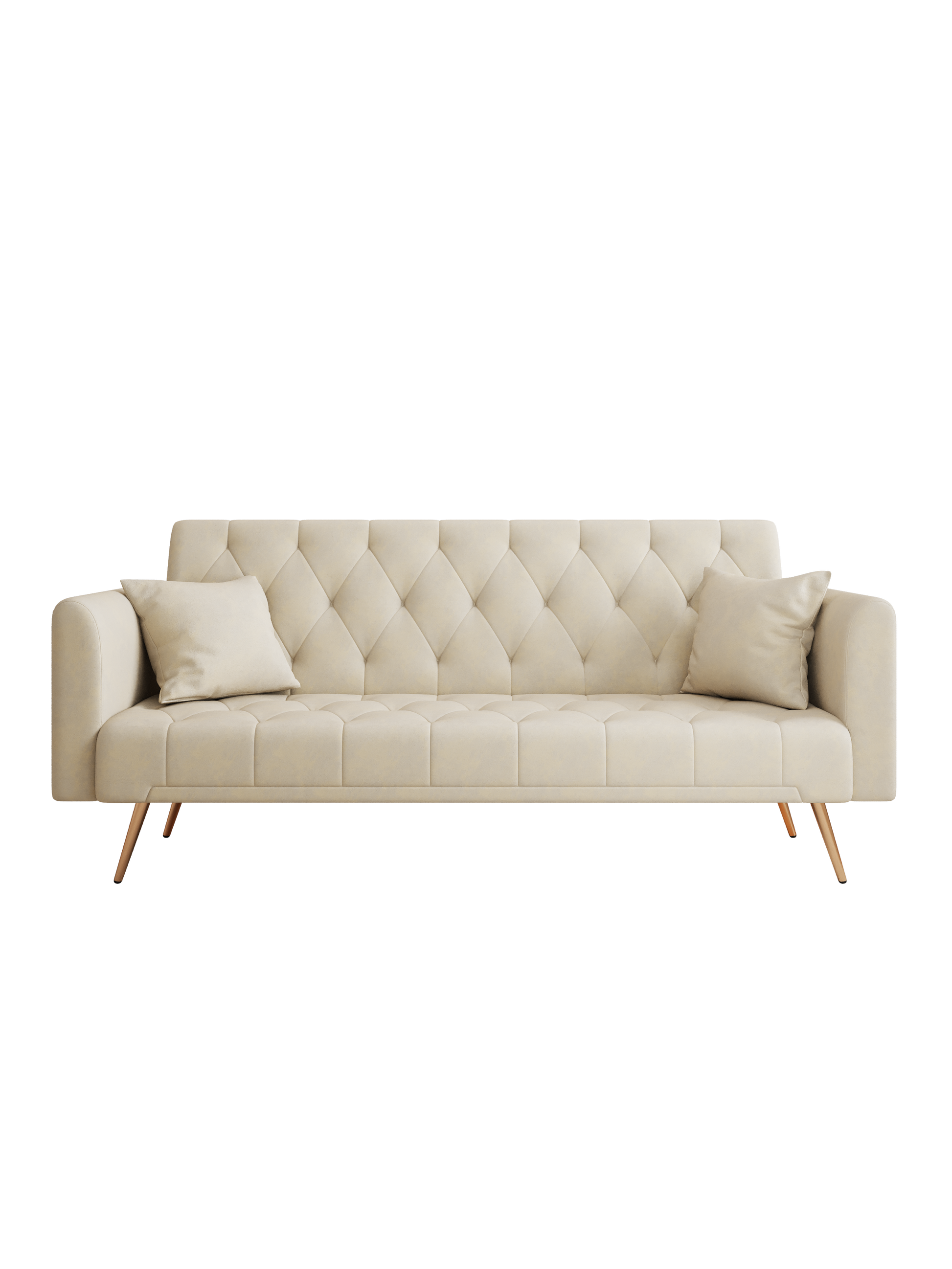 71 Inch Convertibleseat Sofa, American Retro Beige Velvet, Suitable For Small Living Room, Bedroom, Office Beige Velvet 2 Seat