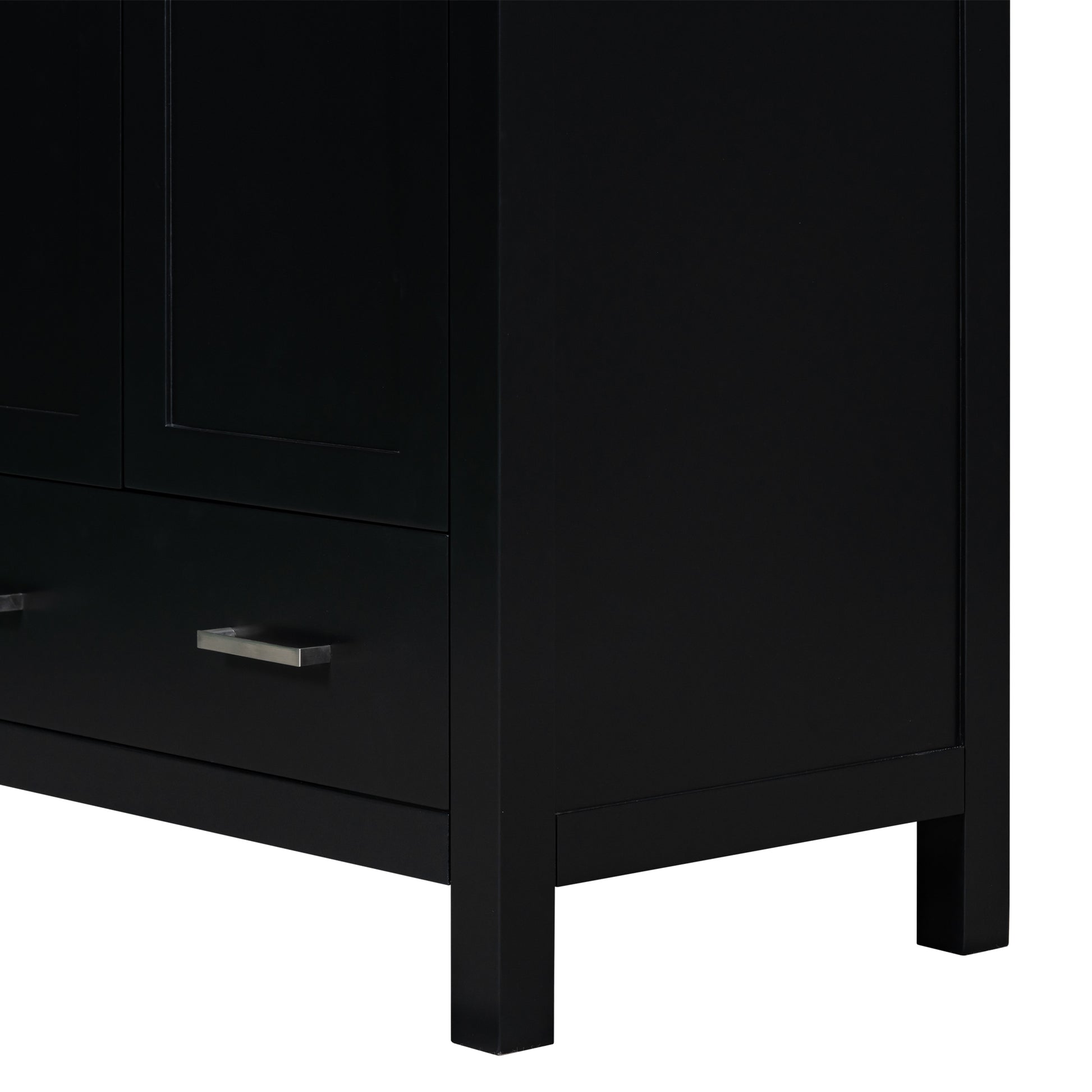 30" Black Bathroom Vanity With Single Sink, Combo Cabinet Undermount Sink, Bathroom Storage Cabinet With 2 Doors And A Drawer, Soft Closing, Multifunctional Storage, Solid Wood Frame Black Solid