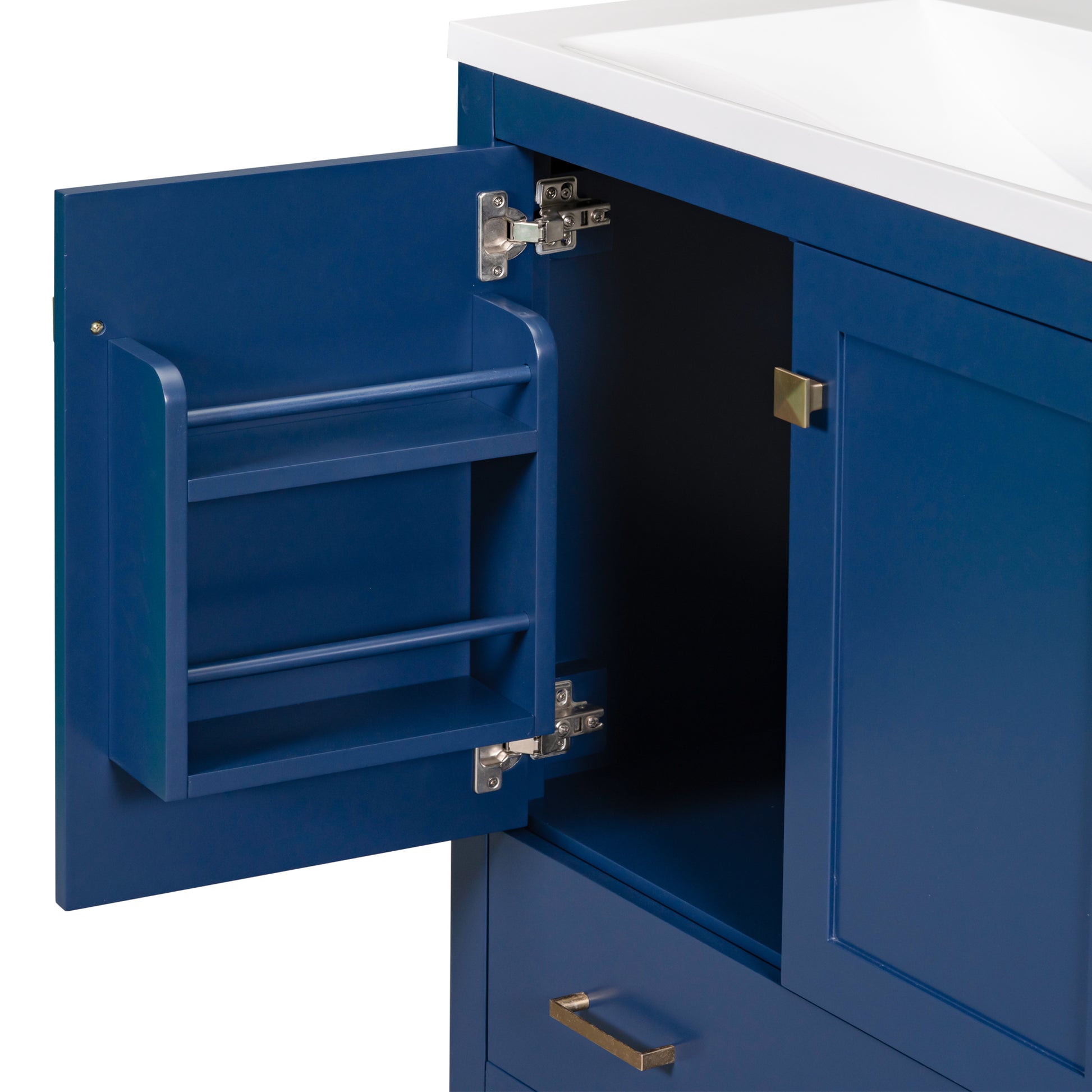 30" Blue Bathroom Vanity With Single Sink, Combo Cabinet Undermount Sink, Bathroom Storage Cabinet With 2 Doors And A Drawer, Soft Closing, Multifunctional Storage, Solid Wood Frame Blue Solid Wood Mdf Resin