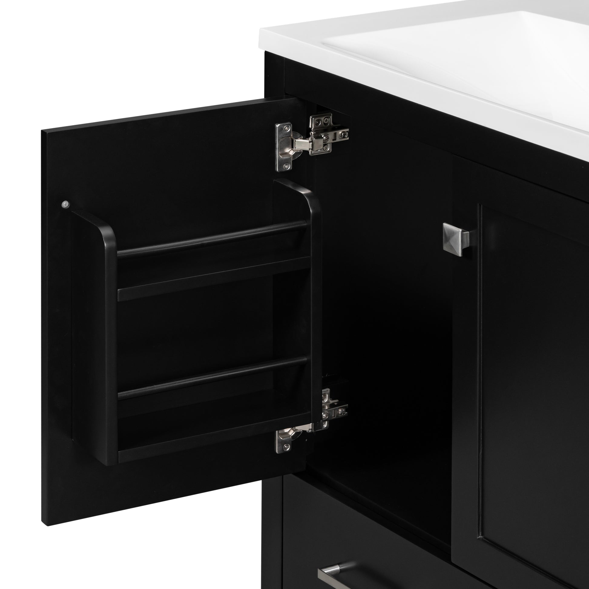 30" Black Bathroom Vanity With Single Sink, Combo Cabinet Undermount Sink, Bathroom Storage Cabinet With 2 Doors And A Drawer, Soft Closing, Multifunctional Storage, Solid Wood Frame Black Bathroom Solid Wood Mdf