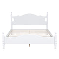 Queen Size Wood Platform Bed Frame,Retro Style Platform Bed With Wooden Slat Support,White White Wood