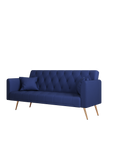 71 Inch Convertibleseat Sofa, American Retro Blue Velvet Material, Suitable For Small Living Room, Bedroom, Office Blue Velvet 2 Seat