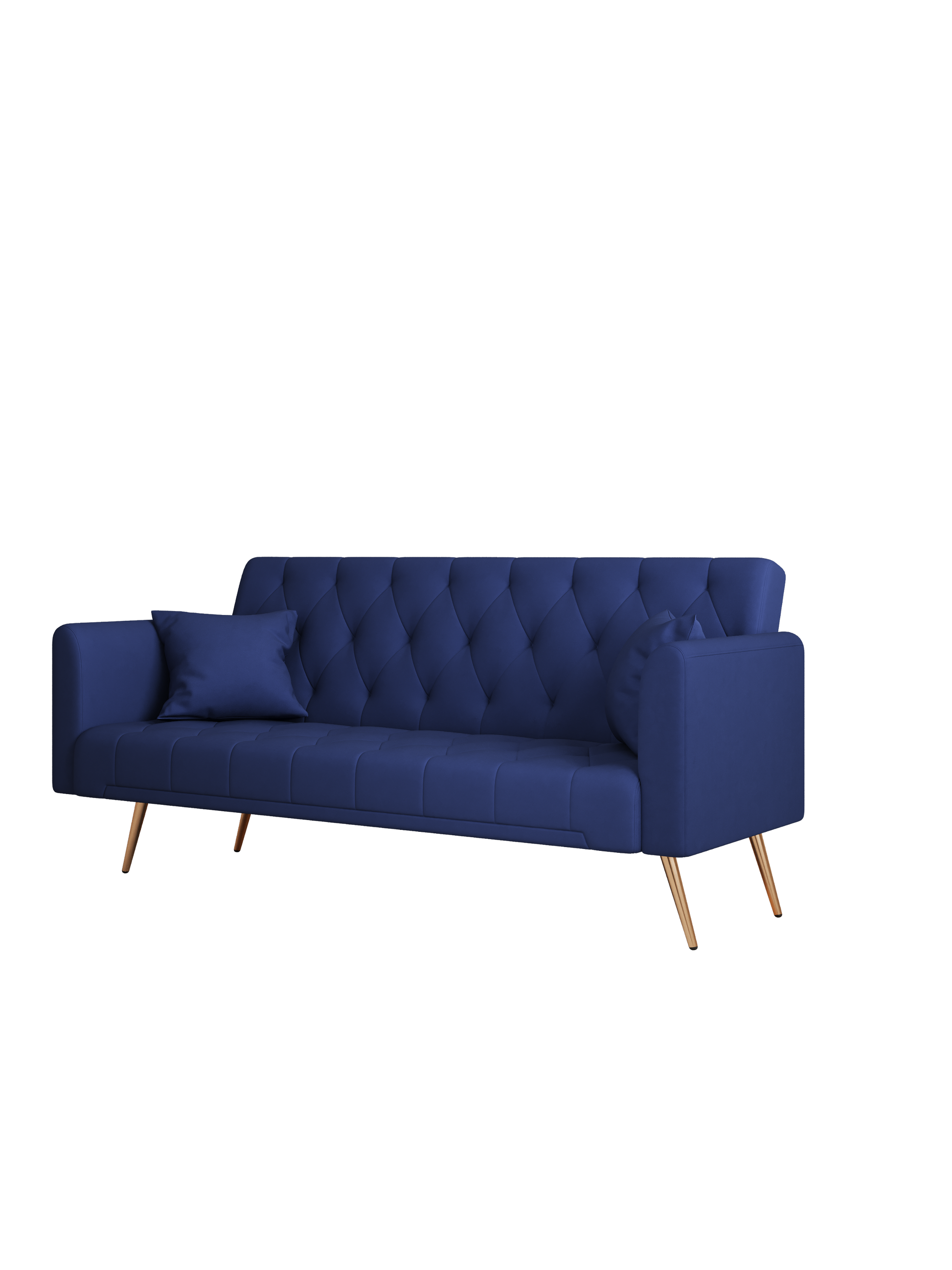 71 Inch Convertibleseat Sofa, American Retro Blue Velvet Material, Suitable For Small Living Room, Bedroom, Office Blue Velvet 2 Seat