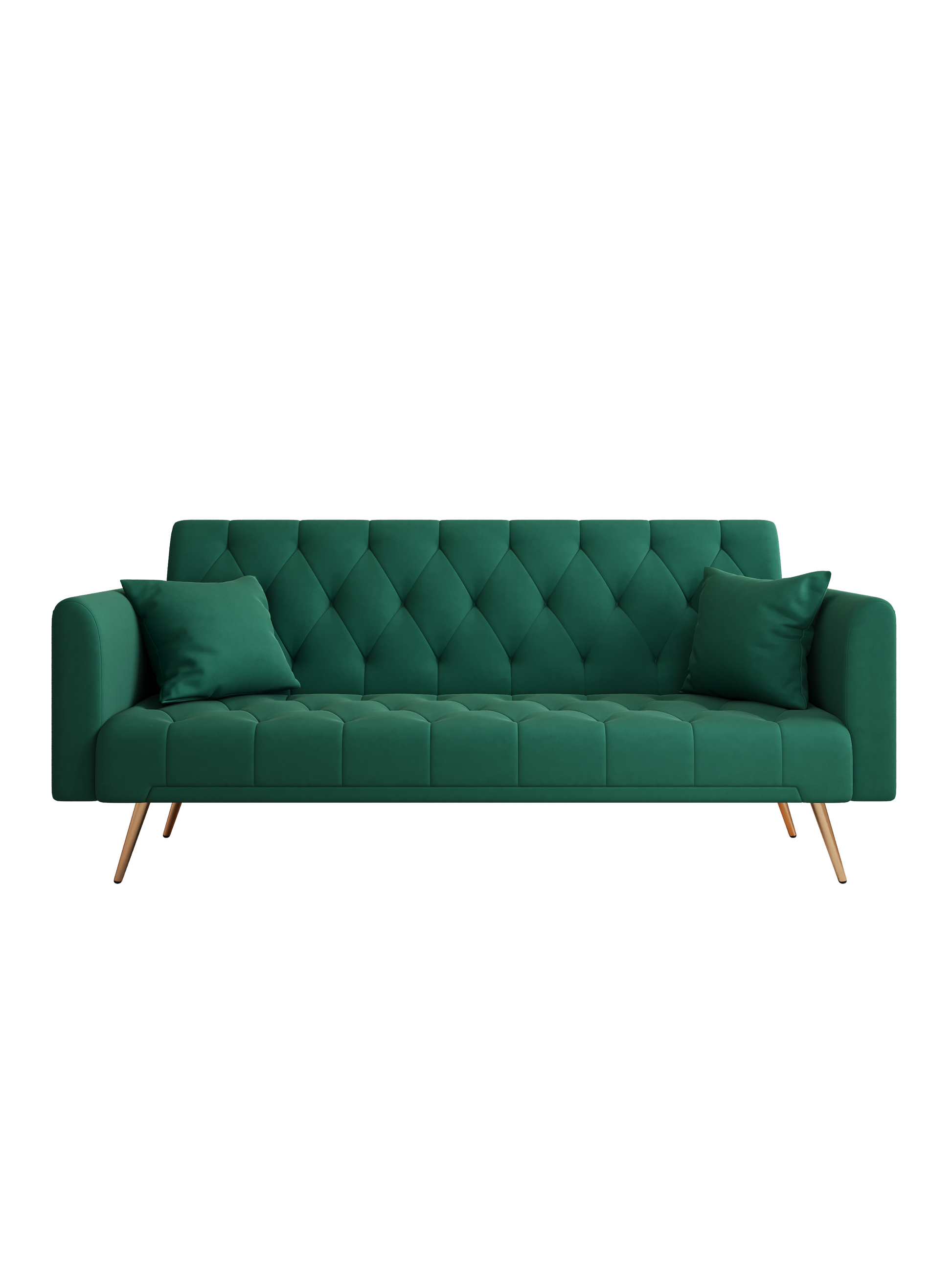 71 Inch Convertibleseat Sofa, American Retro Green Velvet, Suitable For Small Living Room, Bedroom, Office Green Velvet 2 Seat