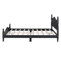 Queen Size Wood Platform Bed Frame,Retro Style Platform Bed With Wooden Slat Support,Black Black Wood