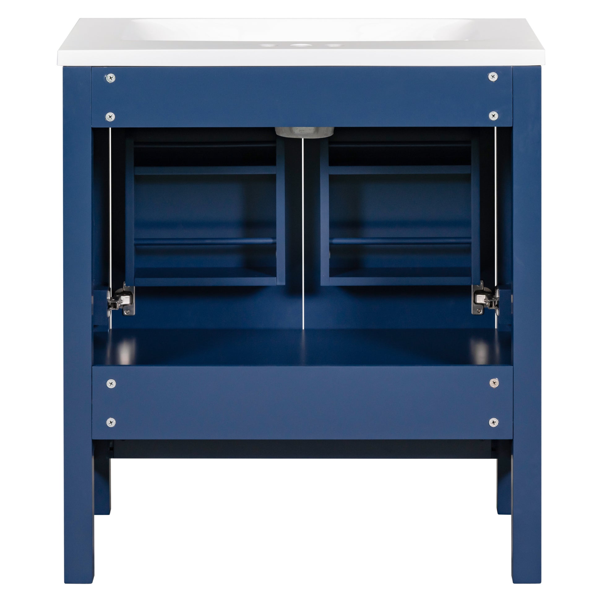 30" Blue Bathroom Vanity With Single Sink, Combo Cabinet Undermount Sink, Bathroom Storage Cabinet With 2 Doors And A Drawer, Soft Closing, Multifunctional Storage, Solid Wood Frame Blue Solid Wood Mdf Resin