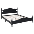 Queen Size Wood Platform Bed Frame,Retro Style Platform Bed With Wooden Slat Support,Black Black Wood