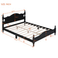 Queen Size Wood Platform Bed Frame,Retro Style Platform Bed With Wooden Slat Support,Black Black Wood