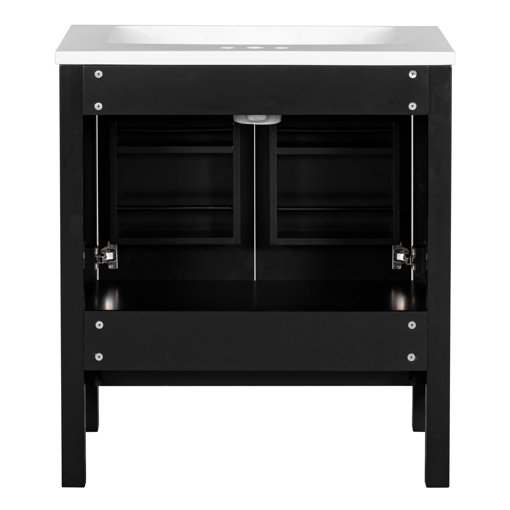 30" Black Bathroom Vanity With Single Sink, Combo Cabinet Undermount Sink, Bathroom Storage Cabinet With 2 Doors And A Drawer, Soft Closing, Multifunctional Storage, Solid Wood Frame Black Solid