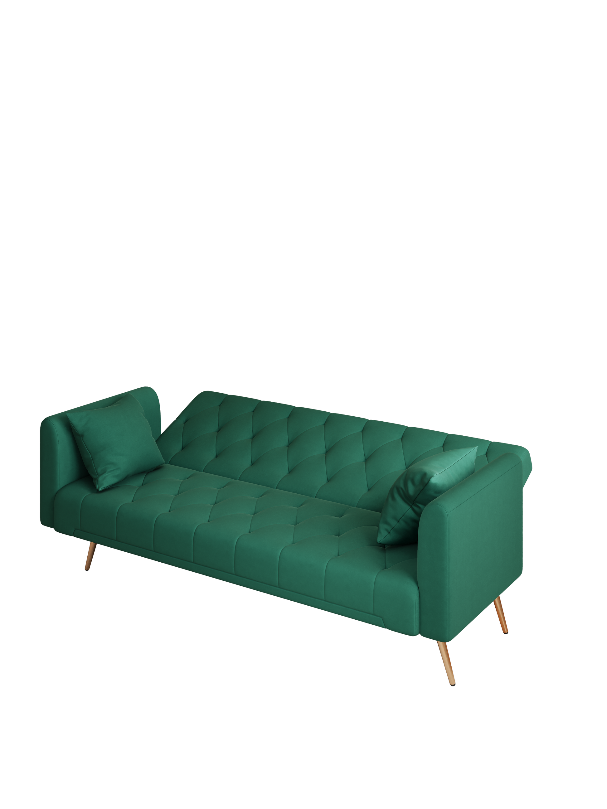 71 Inch Convertibleseat Sofa, American Retro Green Velvet, Suitable For Small Living Room, Bedroom, Office Green Velvet 2 Seat