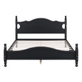 Queen Size Wood Platform Bed Frame,Retro Style Platform Bed With Wooden Slat Support,Black Black Wood