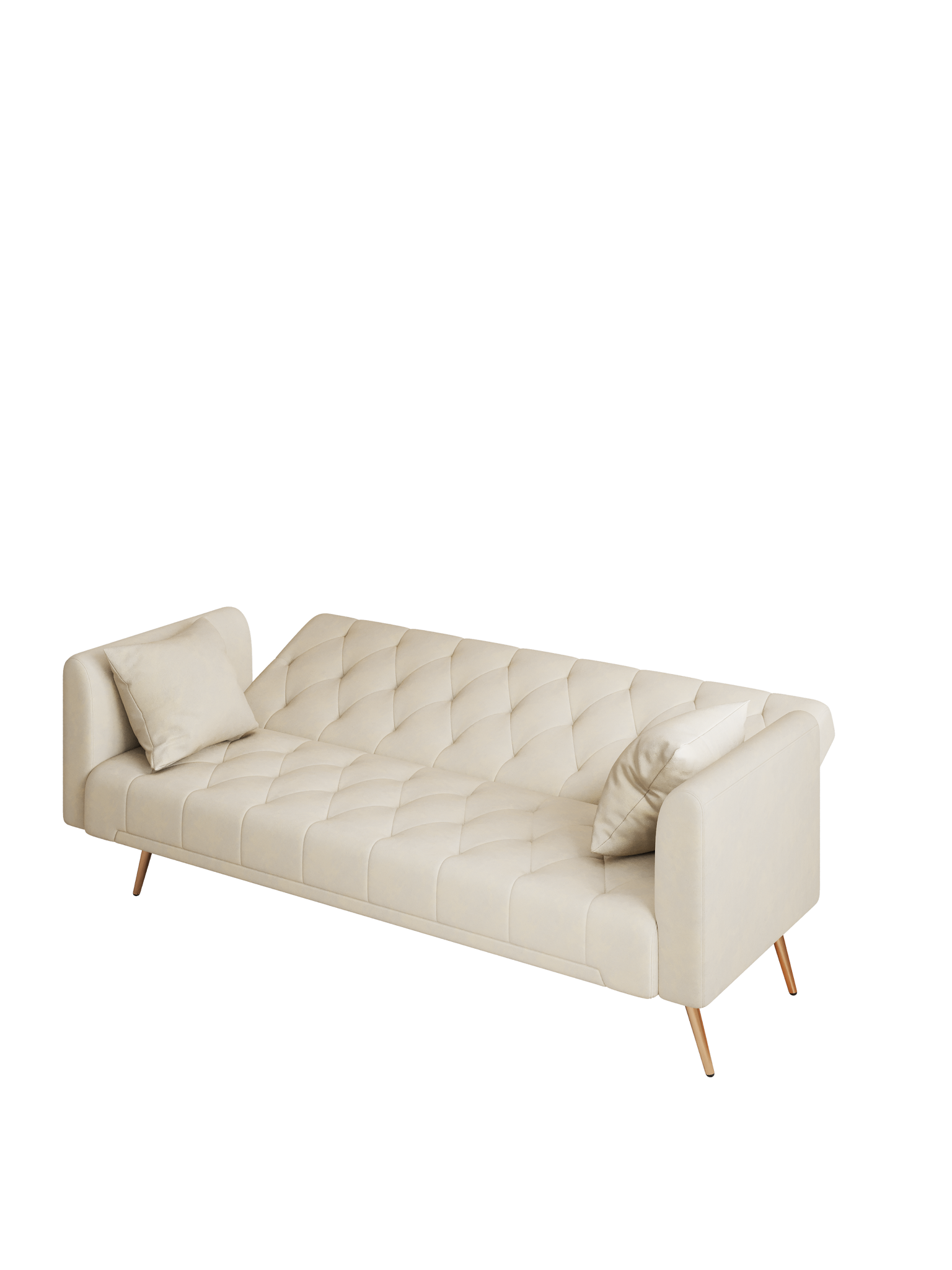 71" Convertible Double Folding Living Room Sofa Bed beige-velvet