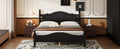 Queen Size Wood Platform Bed Frame,Retro Style Platform Bed With Wooden Slat Support,Black Black Wood