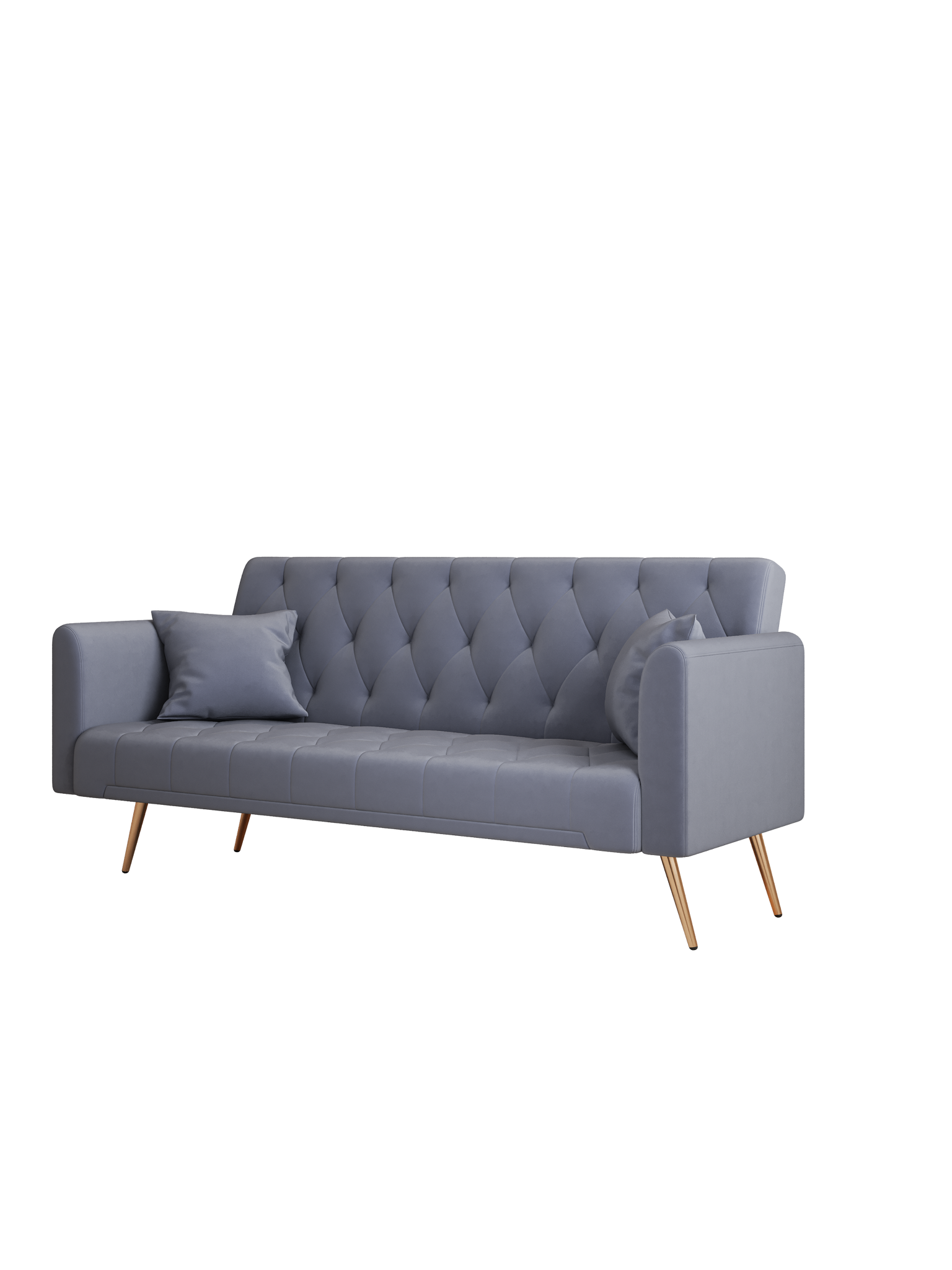 71" Convertible Double Folding Living Room Sofa Bed gray-velvet