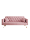 71 Inch Convertibleseat Sofa, American Retro Pink Velvet, Suitable For Small Living Room, Bedroom, Office Pink Velvet 2 Seat