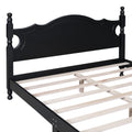 Queen Size Wood Platform Bed Frame,Retro Style Platform Bed With Wooden Slat Support,Black Black Wood