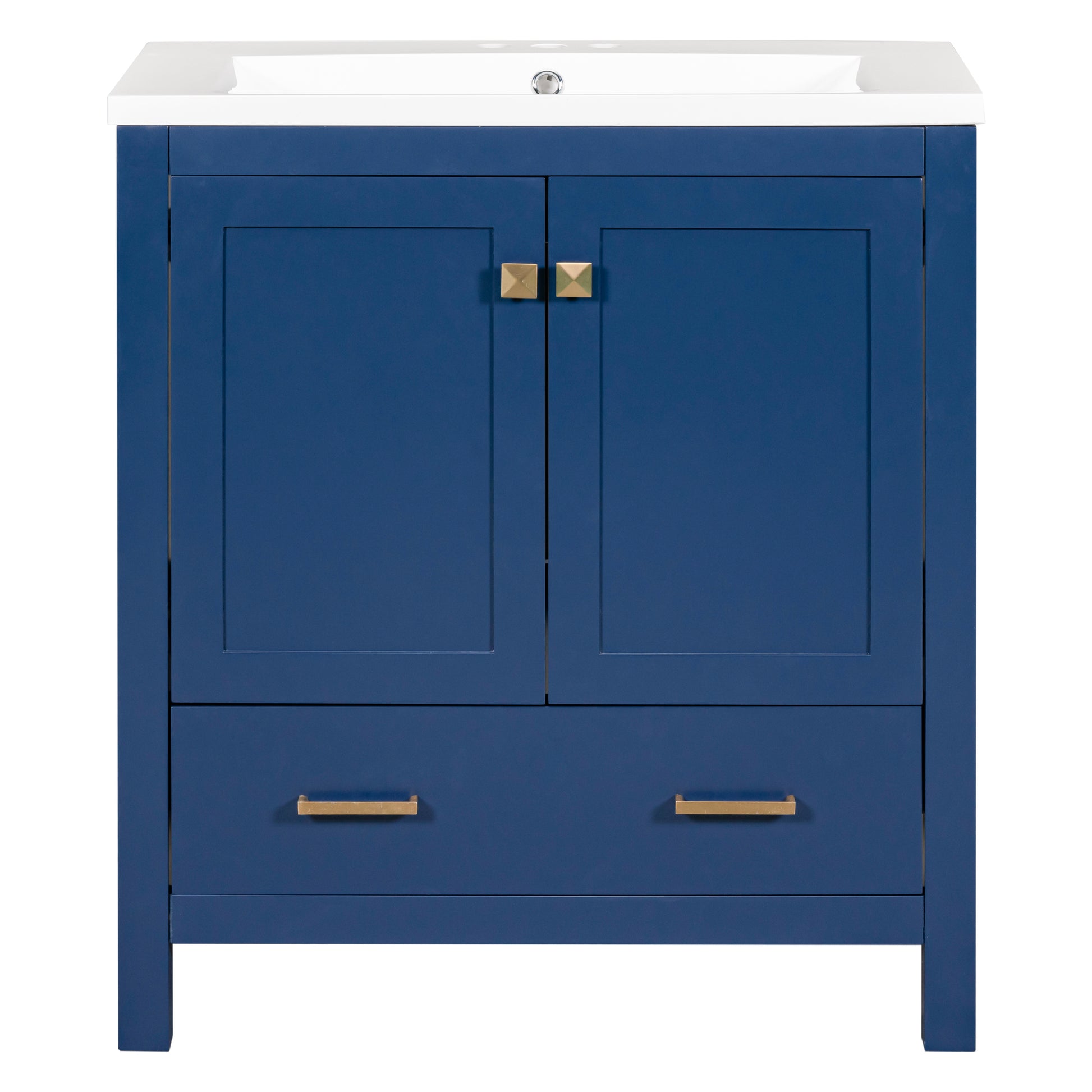 30" Blue Bathroom Vanity With Single Sink, Combo Cabinet Undermount Sink, Bathroom Storage Cabinet With 2 Doors And A Drawer, Soft Closing, Multifunctional Storage, Solid Wood Frame Blue Solid Wood Mdf Resin