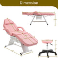 Massage Salon Tattoo Chair With Two Trays Esthetician Bed With Hydraulic Stool,Multi Purpose 3 Section Facial Bed Table, Adjustable Beauty Barber Spa Beauty Equipment, Pink Pink Pu