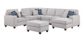 Tina 8 Pieces Upholstered Sectional With Ottoman Light Gray Foam Linen