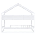 Wooden Twin Size House Bed With Storage Shelf,Kids Bed With Fence And Roof, White Twin White Wood