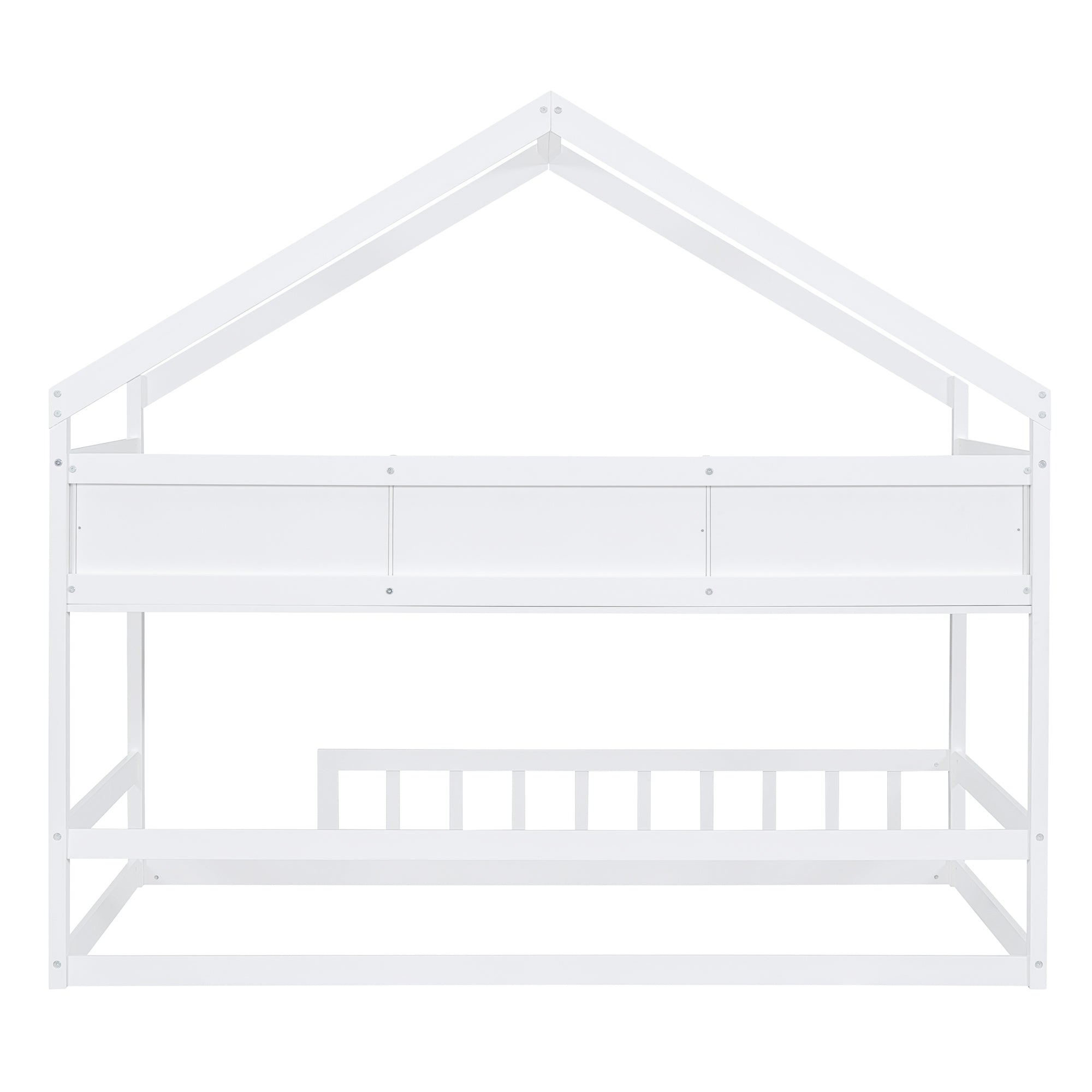 Wooden Twin Size House Bed with Storage Shelf,Kids Bed white-wood