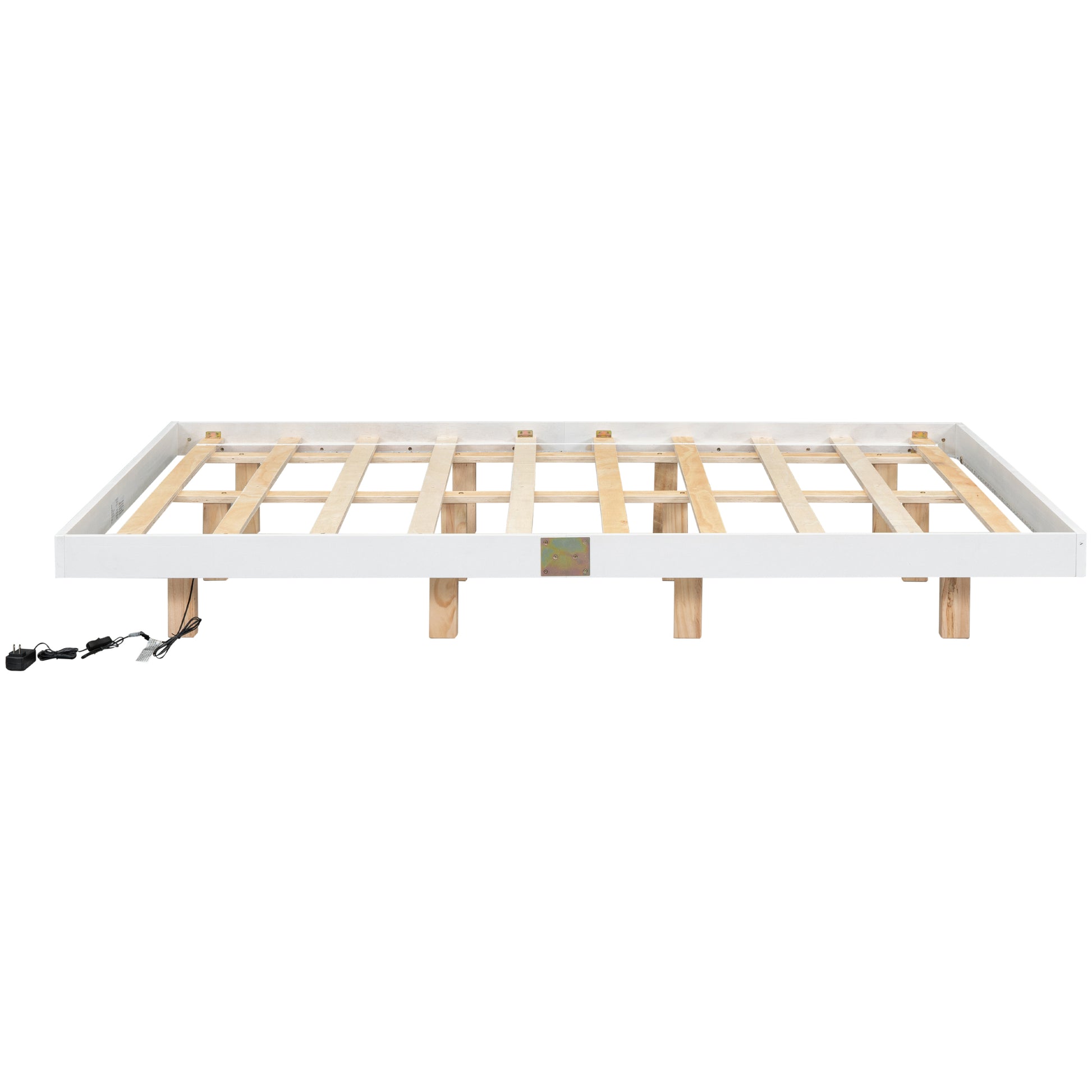 Queen Size Floating Bed With Led Lights Underneath,Modern Queen Size Low Profile Platform Bed With Led Lights,White Queen White Wood Bedroom American Design Pine Bed Frame Pine