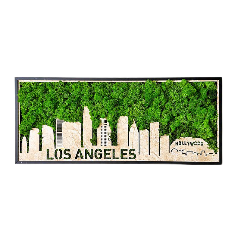 Los Angeles Moss City Silhouette Metal Wall Art Medium green-iron