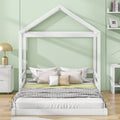 Wood Full Size House Bed With Guardrail, White Box Spring Not Required Full White Wood Solid Wood Mdf